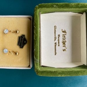 Gold post sterling silver and gold with stones earrings